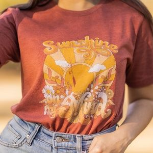 Sunshine On My Mind Groovy 60s 70s Retro Vintage Graphic Tee